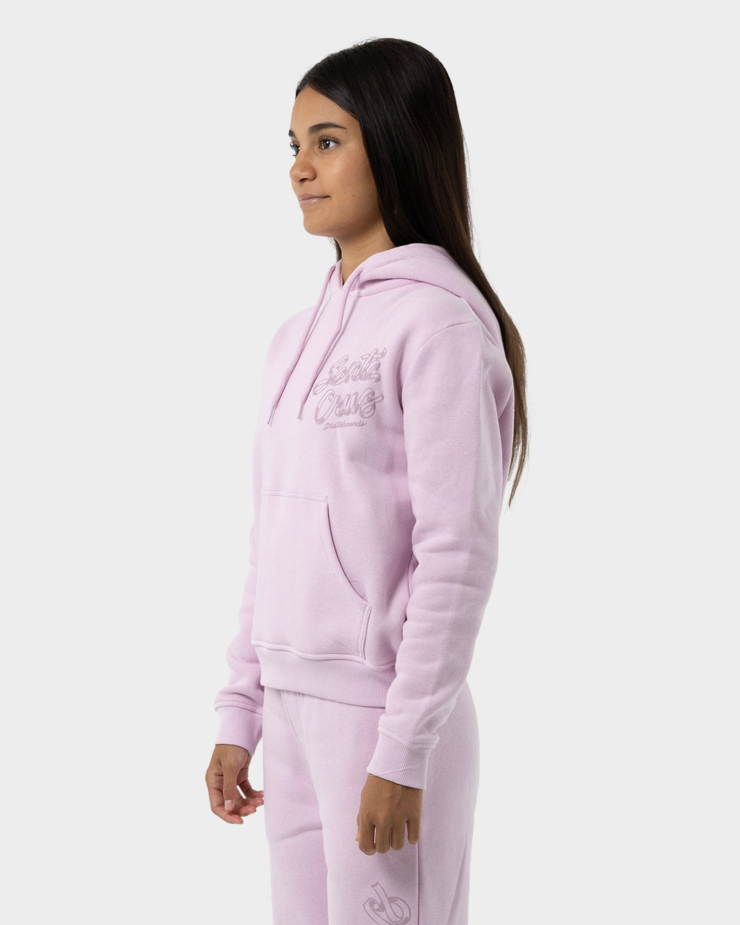 OS Ribbon Script Girls Pullover Hoodie Pink
