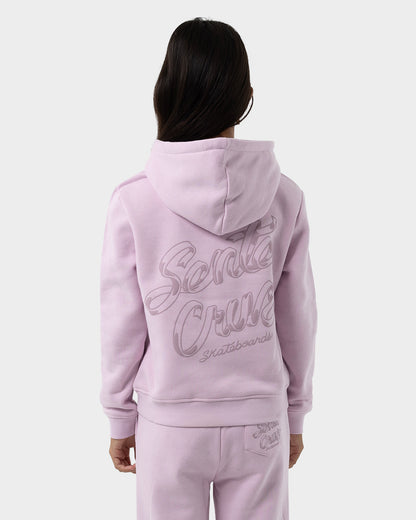 OS Ribbon Script Girls Pullover Hoodie Pink