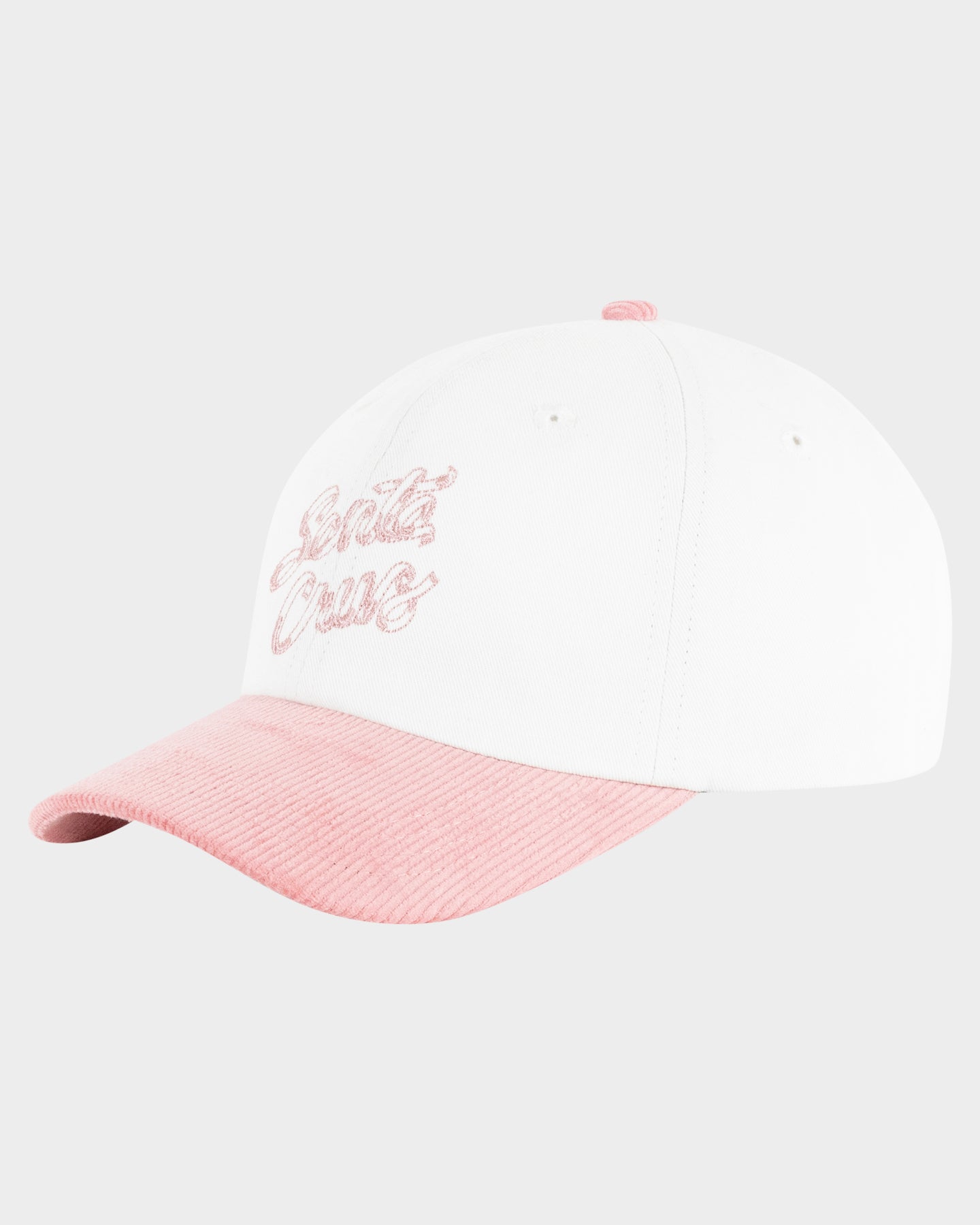 Ribbon Script Girls Dad Cap White-Pink
