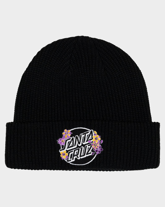 Blooming Stack Dot Girls Beanie Black