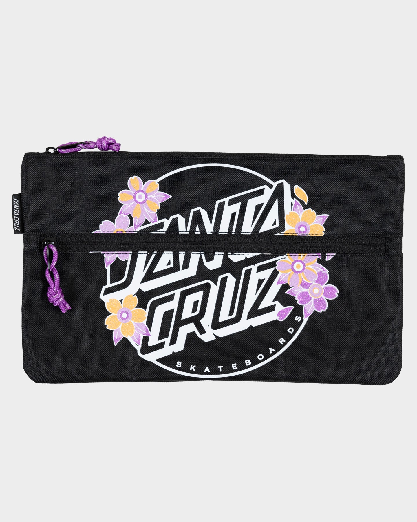 Blooming Stack Dot Girls Dual Zip Pencil Case Black
