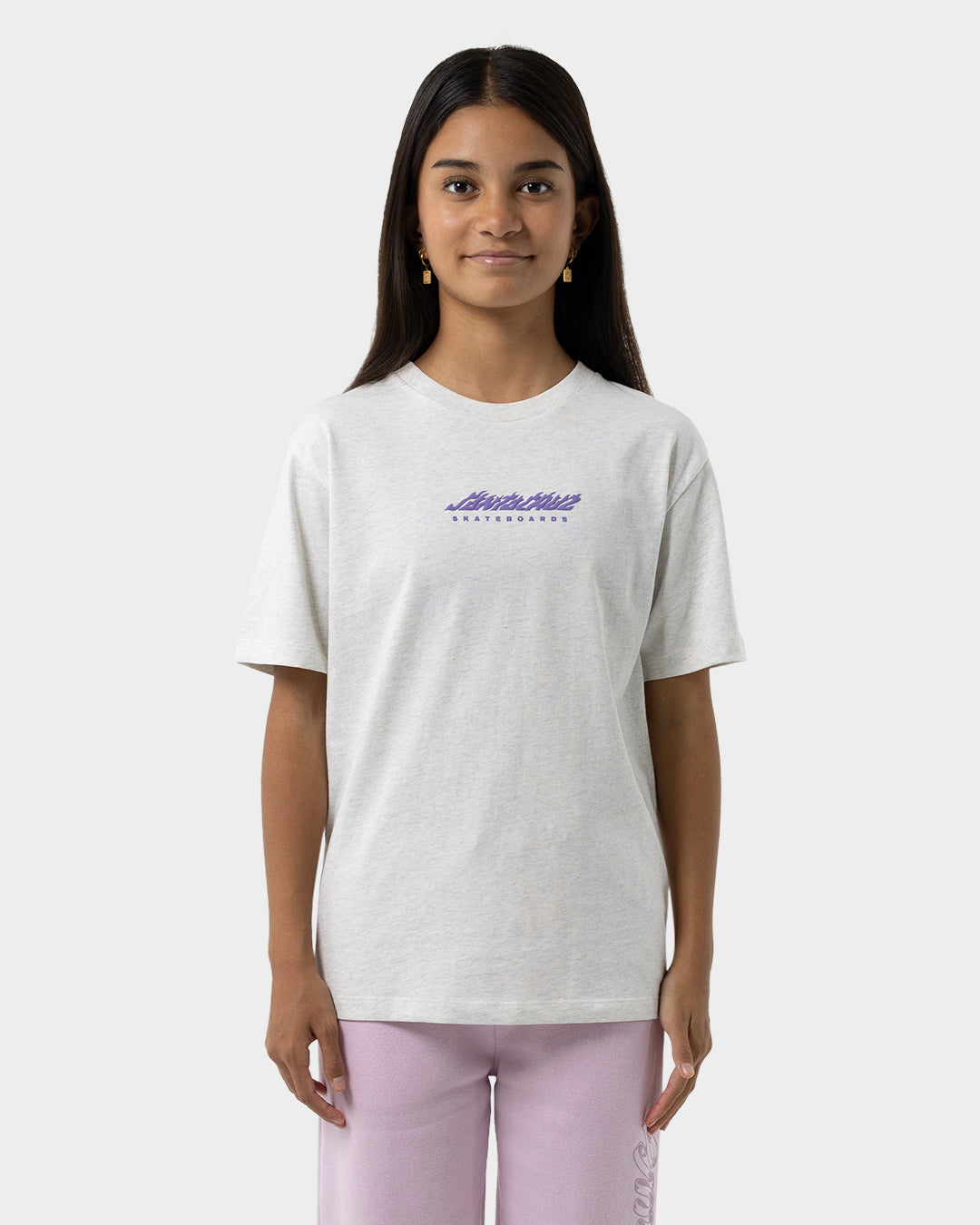 Fusion Flame Stack Strip Girls Oversize T-Shirt White Marle