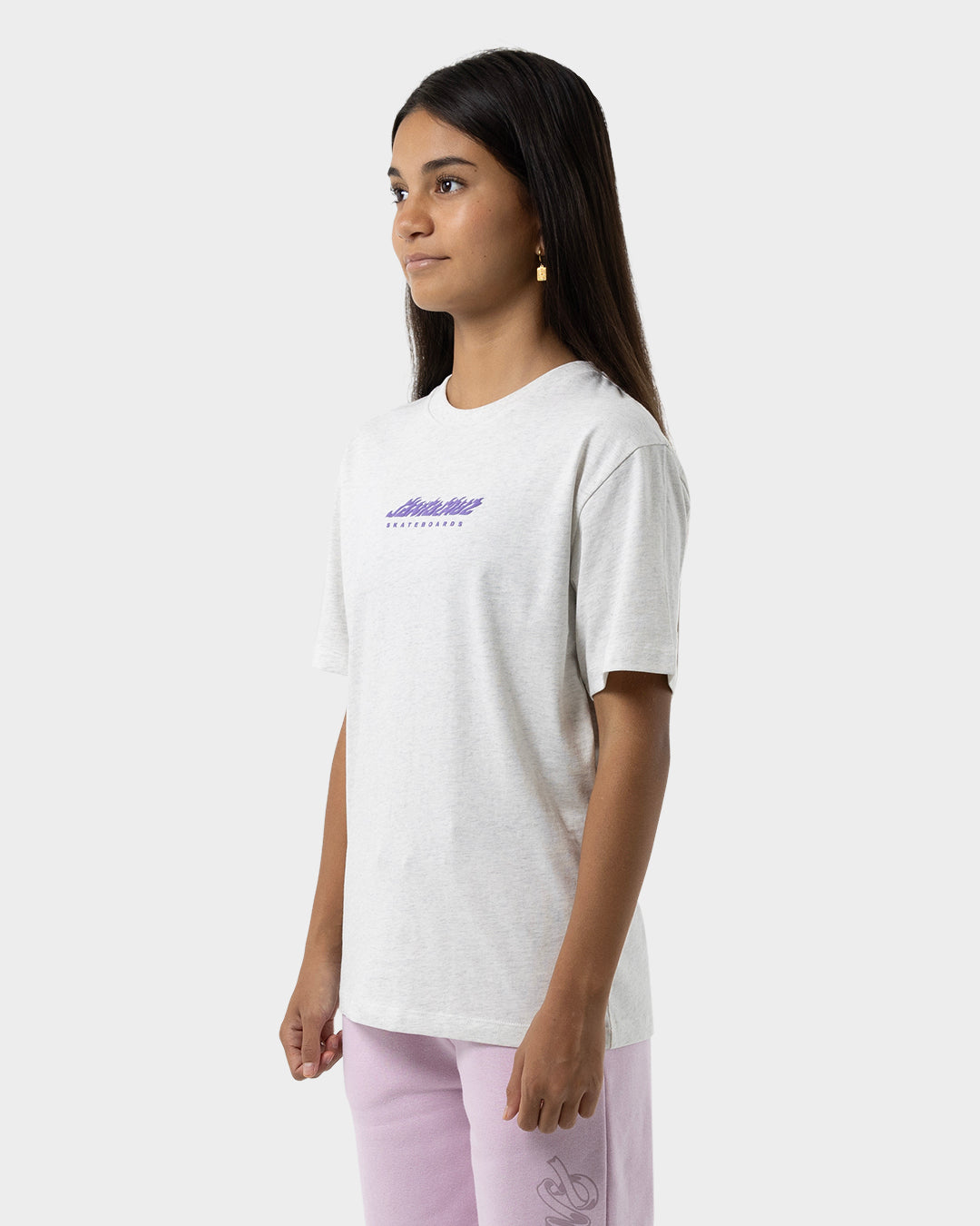 Fusion Flame Stack Strip Girls Oversize T-Shirt White Marle