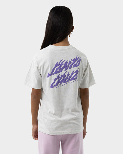 Fusion Flame Stack Strip Girls Oversize T-Shirt White Marle