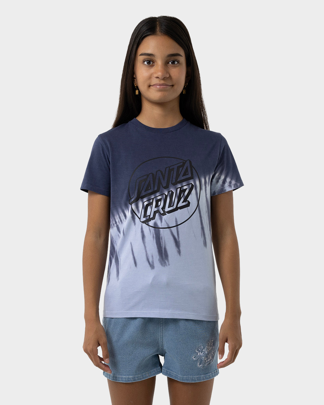 Opus Dot Girls T-Shirt Dark Blue Dip Dye