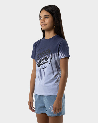 Opus Dot Girls T-Shirt Dark Blue Dip Dye