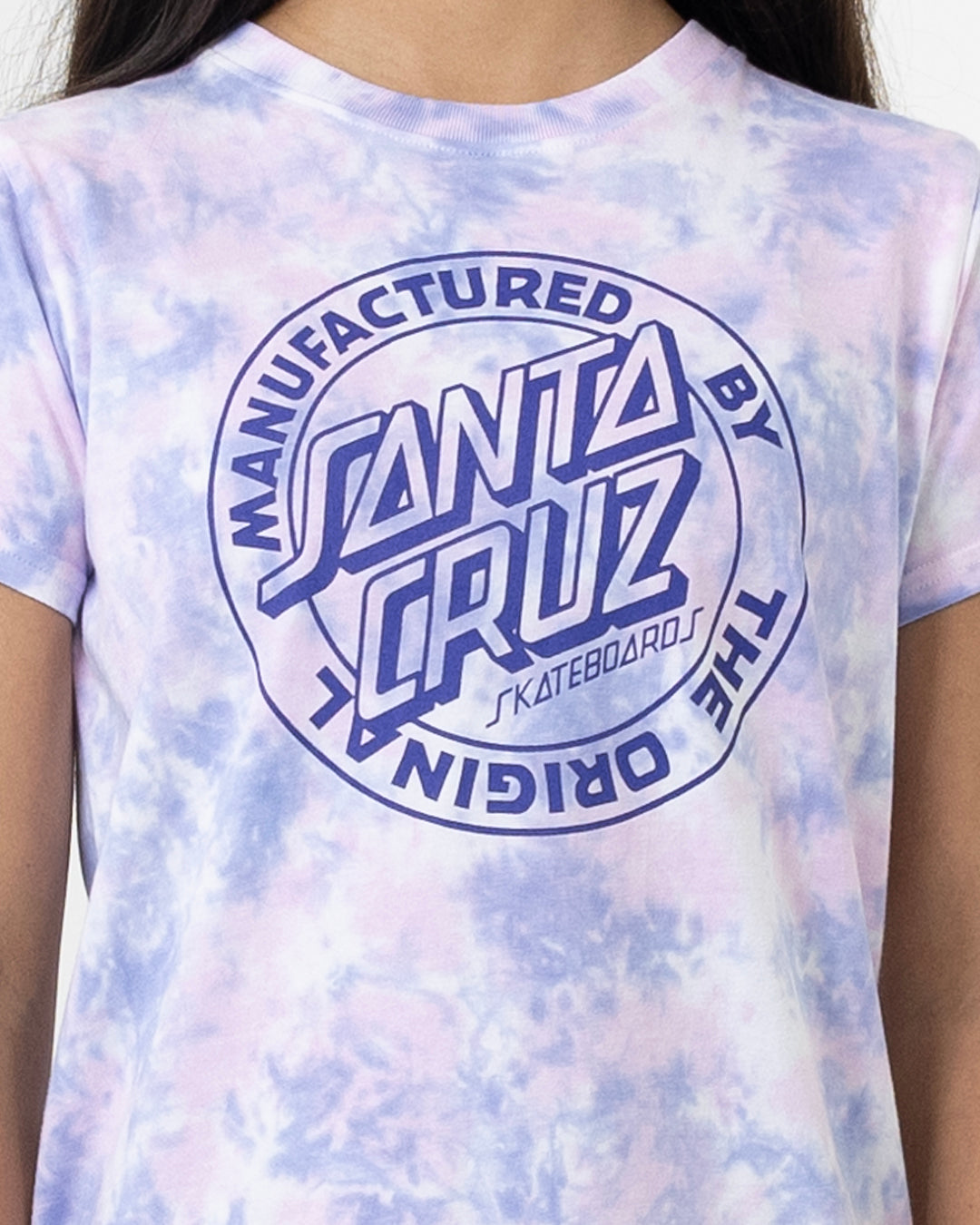 MFG Dot Santa Cruz Girls T-Shirt Dress Pale Pink Tie Dye