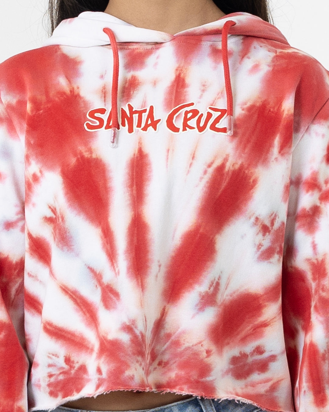 SC Tropic Strip Santa Cruz Girls Cropped Hoodie Rose Tie Dye