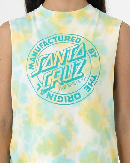 MFG Dot Mono Santa Cruz Girls Cropped Muscle T-Shirt Light Green Tie Dye