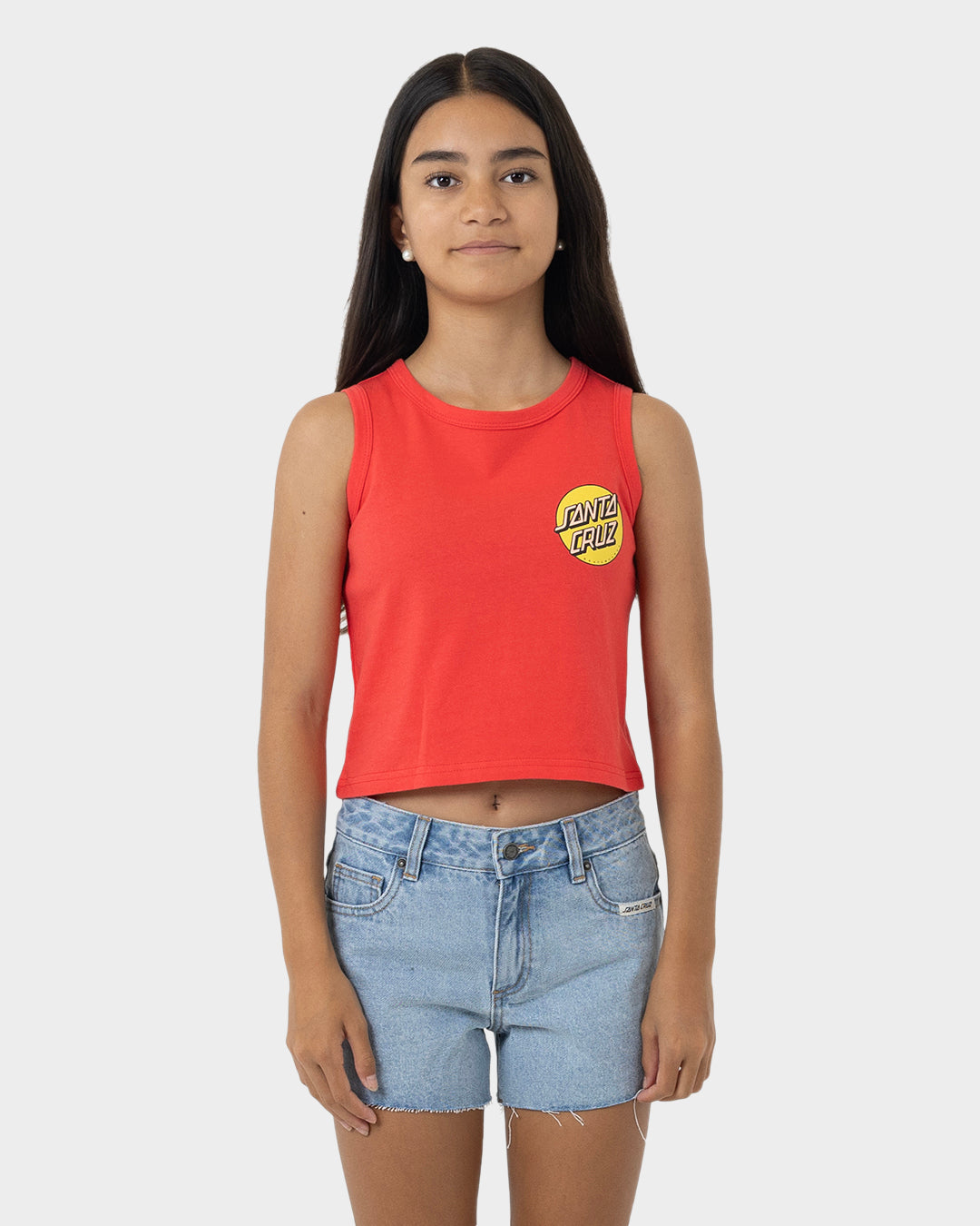 Other Dot Chest Santa Cruz Girls Cropped Loose Tank Top Rose