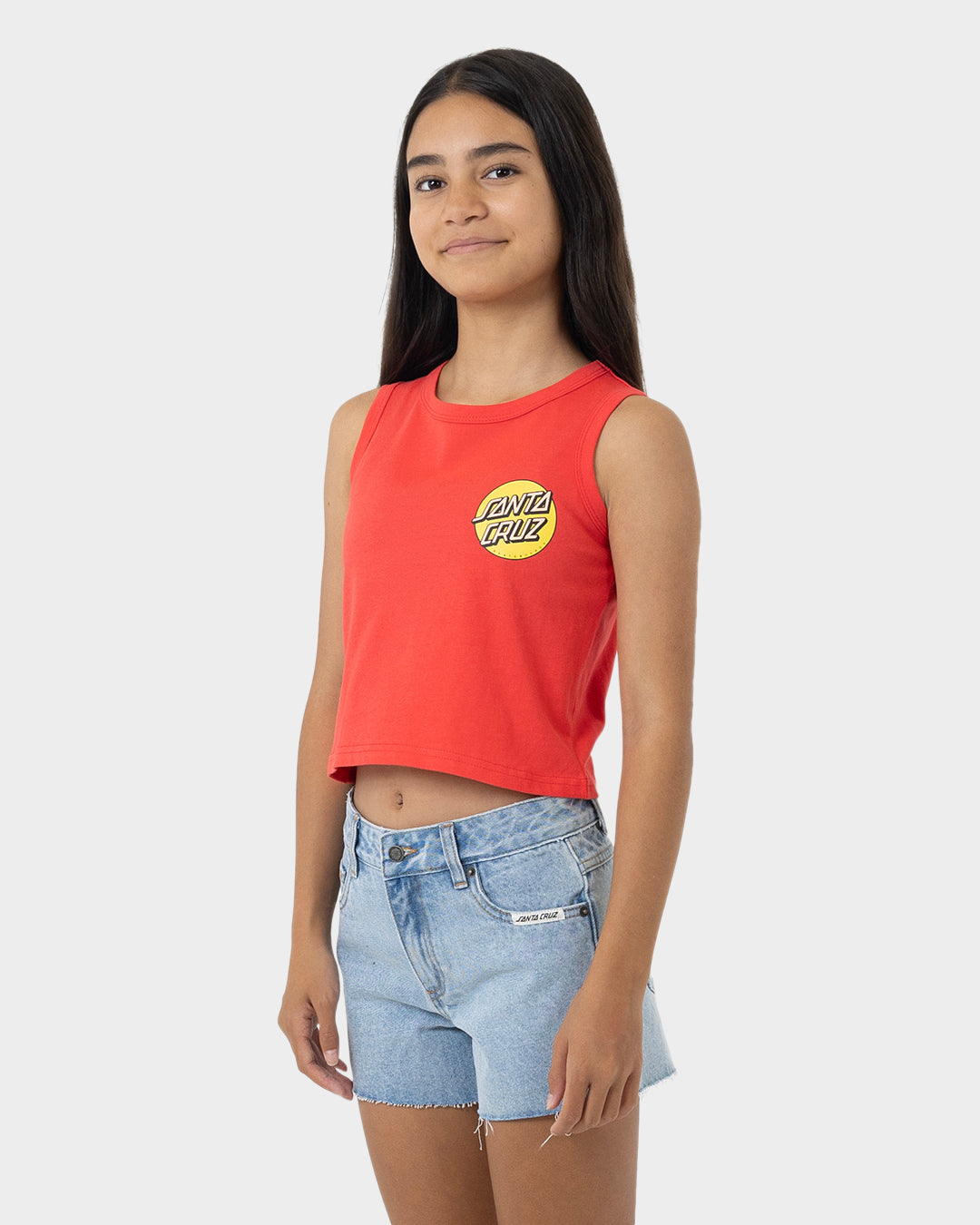 Other Dot Chest Santa Cruz Girls Cropped Loose Tank Top Rose