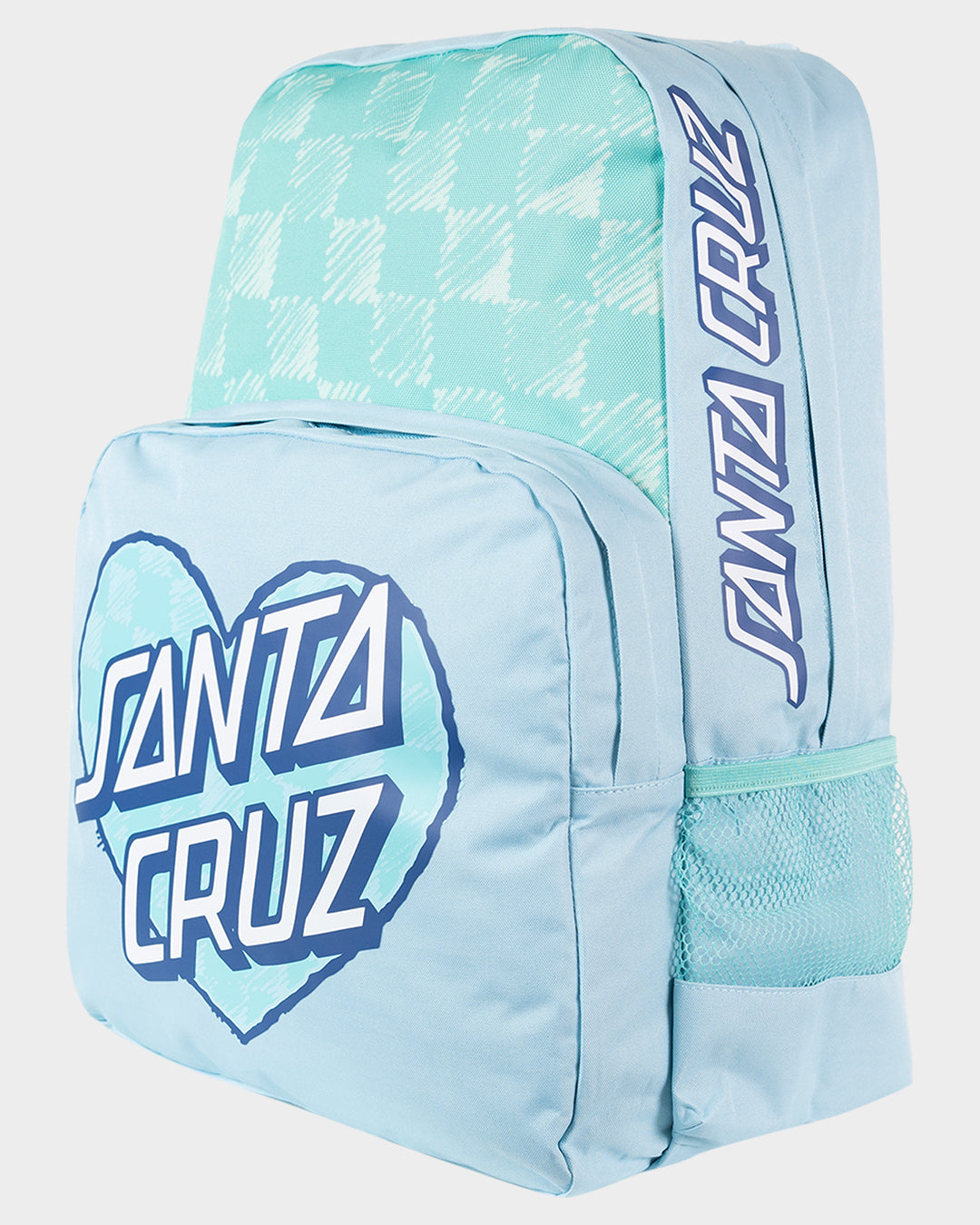 Checker Heart Dot Girls Backpack Aqua Check