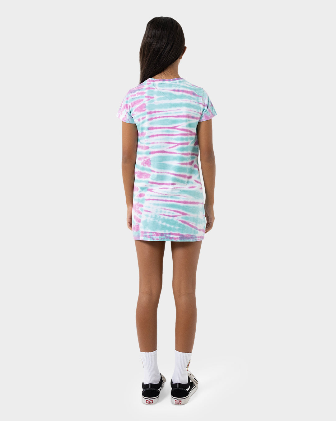 Checker Block Girls T-shirt Dress Ocean Tie Dye