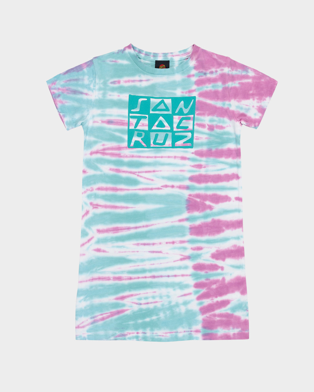 Checker Block Girls T-shirt Dress Ocean Tie Dye
