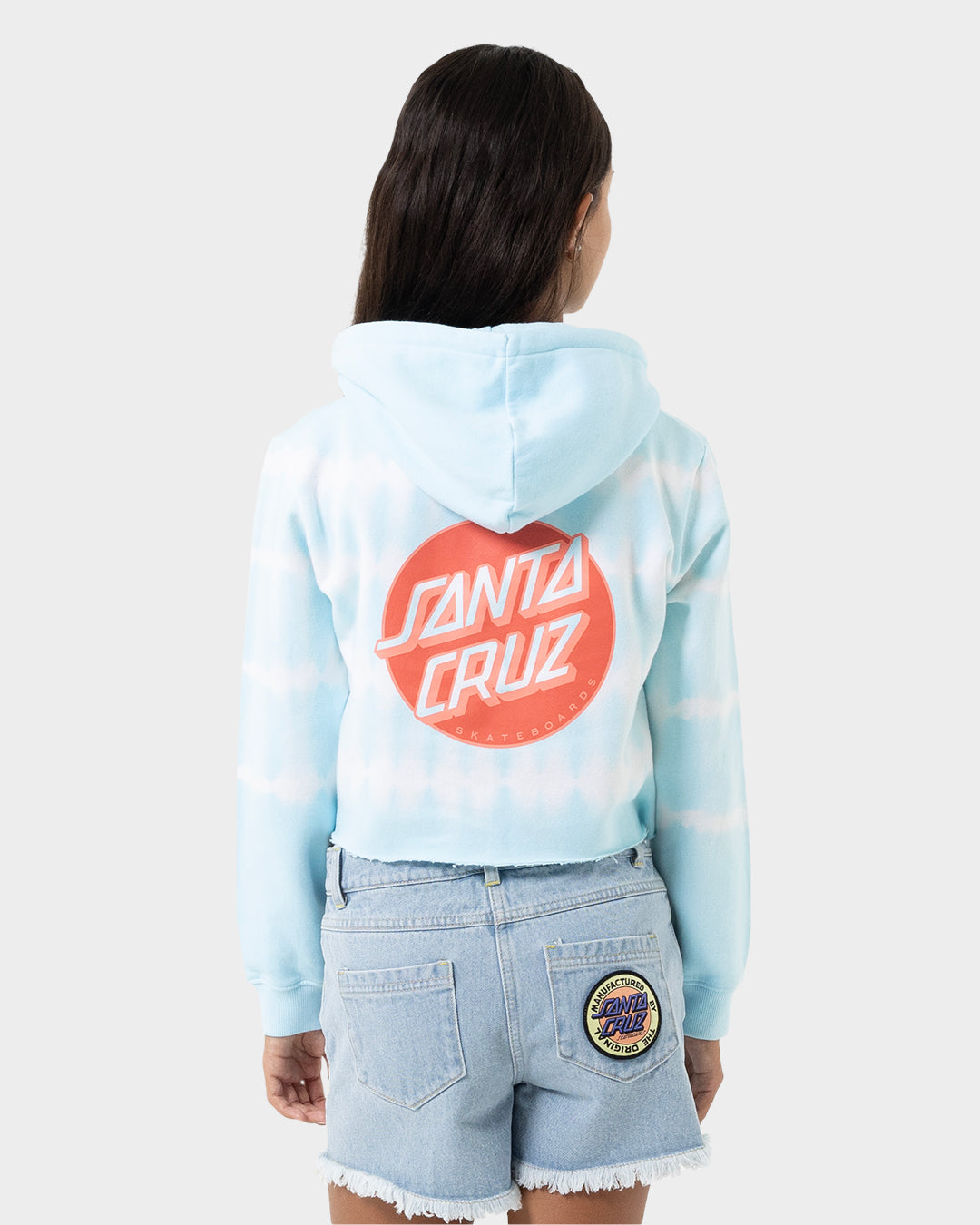 Other Dot Redux Girls Cropped Hoodie Aqua Tie Dye