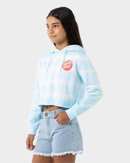Other Dot Redux Girls Cropped Hoodie Aqua Tie Dye