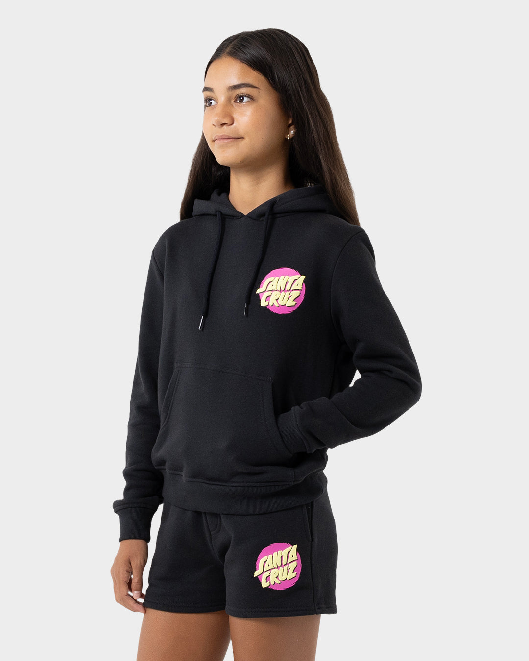 Style Dot Girls Pullover Hoodie Off Black