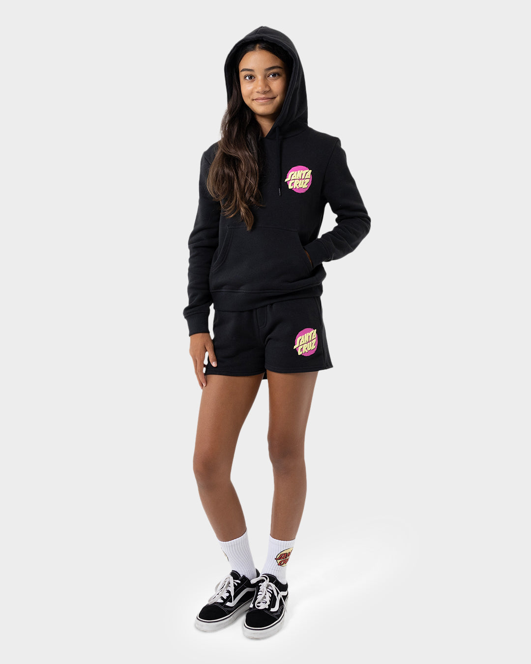 Style Dot Girls Pullover Hoodie Off Black