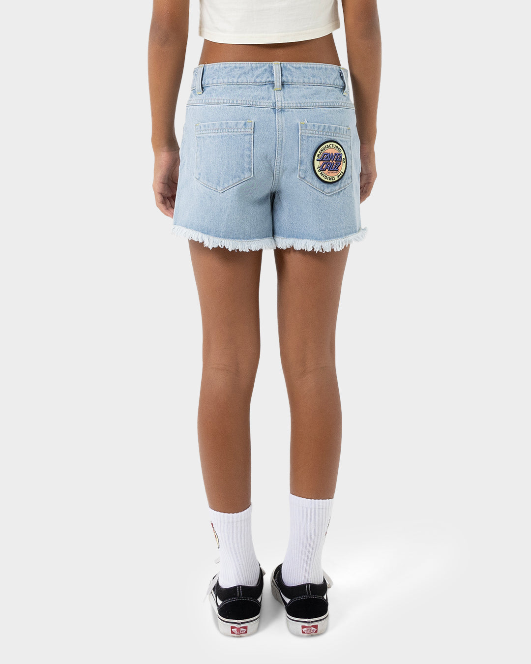 MFG Retro Dot Girls Jean Shorts Light Washed Indigo
