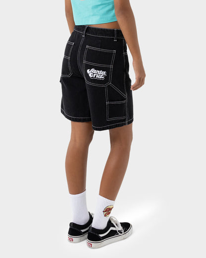 Groovy Stack Girls Carpenter Jean Shorts Black