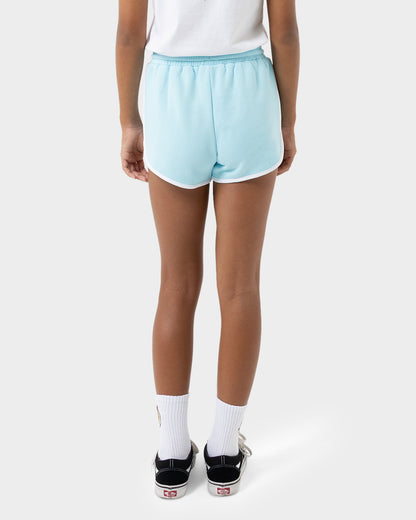 Checker Heart Dot Girls Track Shorts Aqua