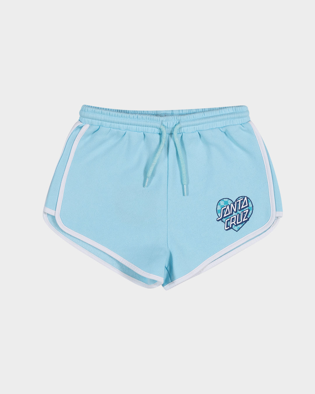 Checker Heart Dot Girls Track Shorts Aqua