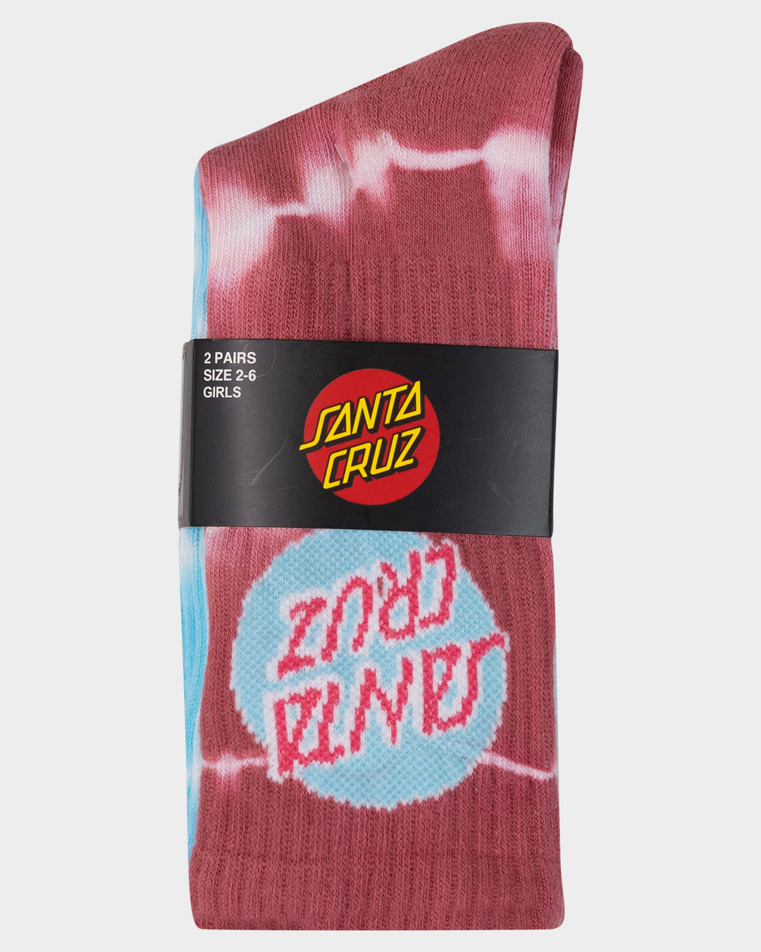 Other Dot Redux Girls Crew Socks (2 Pack) Aqua Tdye -rose Tdye
