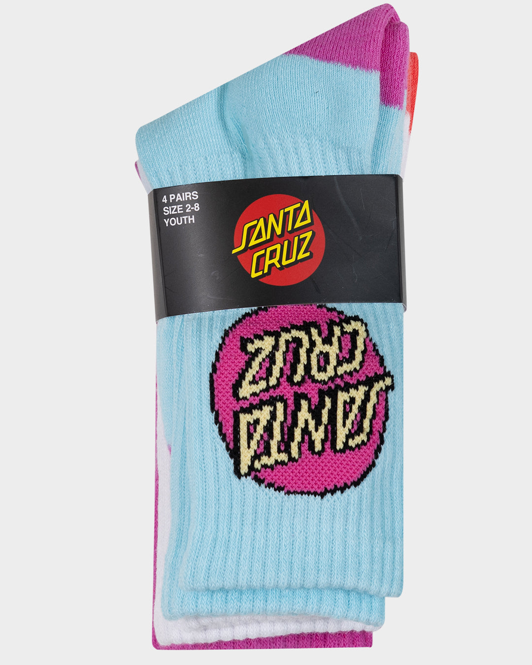 Other Dot Girls Crew Socks (4 Pack) Aqua-pink-white