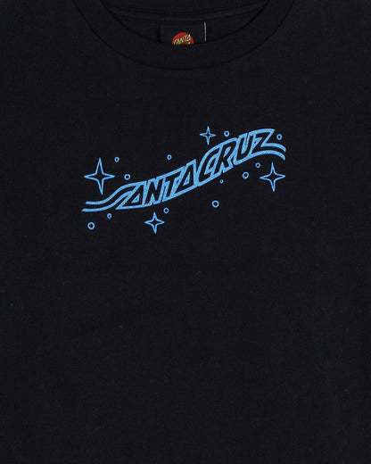 Winged Moon Strip Girls Cropped T-shirt Off Black