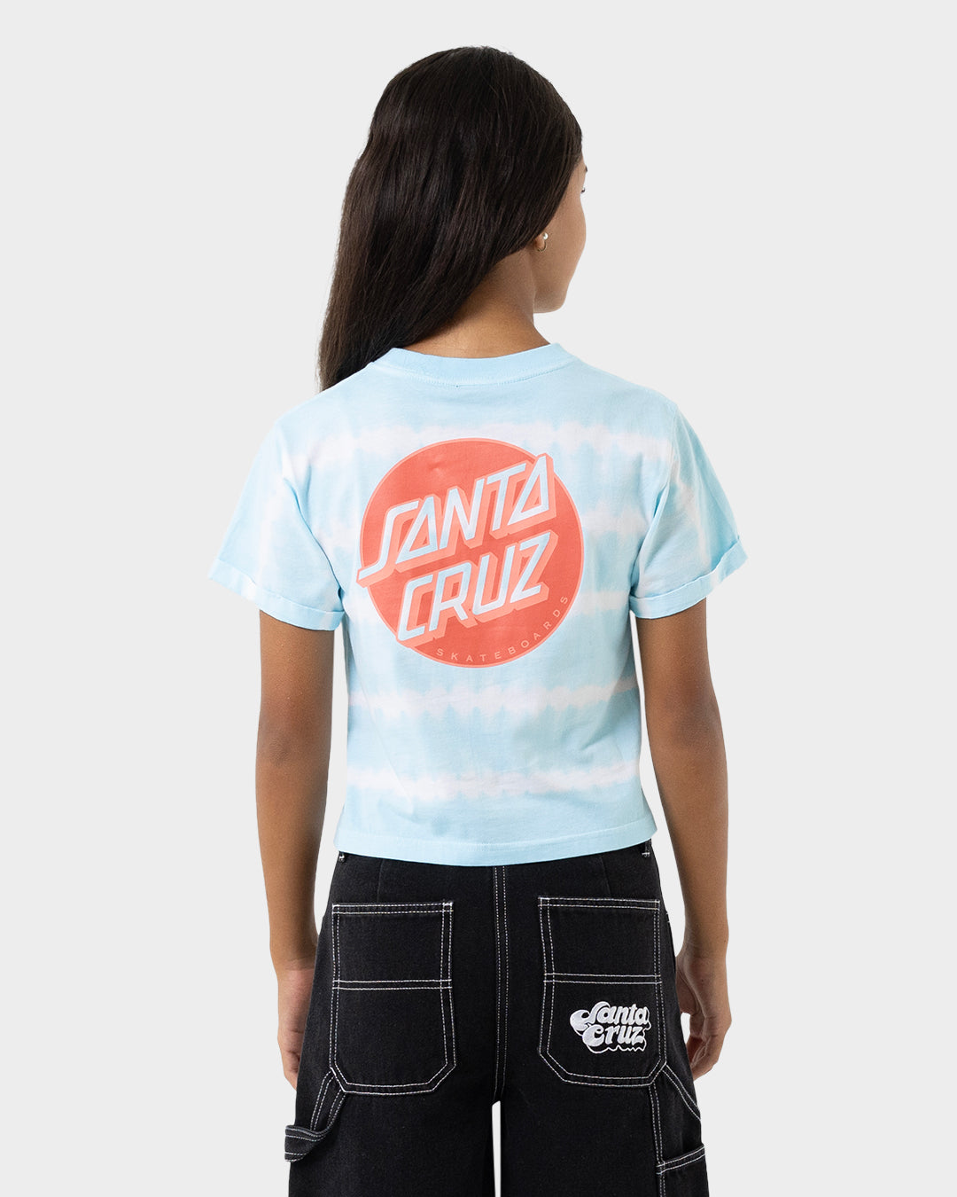 Other Dot Redux Girls Cropped T-shirt Aqua Tie Dye
