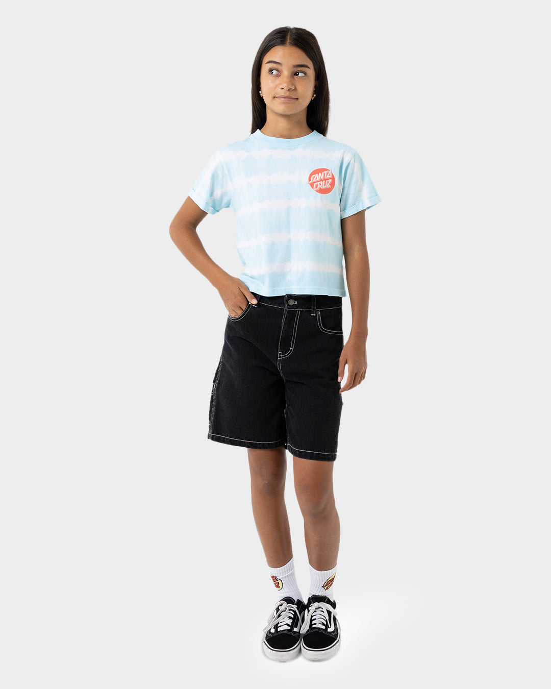 Other Dot Redux Girls Cropped T-shirt Aqua Tie Dye