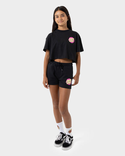 Style Dot Girls Oversize Cropped T-shirt Off Black