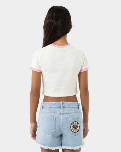 Groovy Stack Girls Baby Fit T-shirt Cream