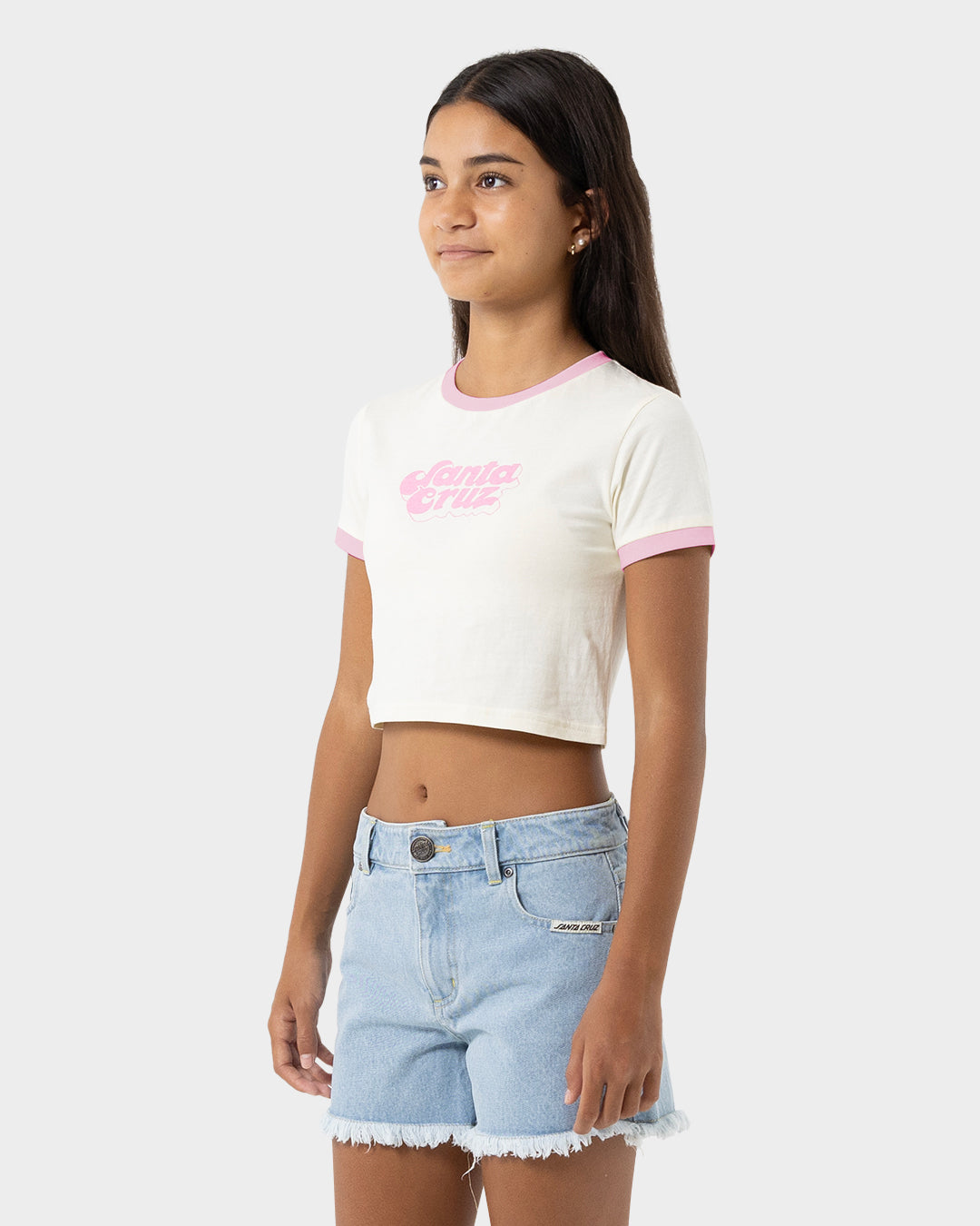 Groovy Stack Girls Baby Fit T-shirt Cream