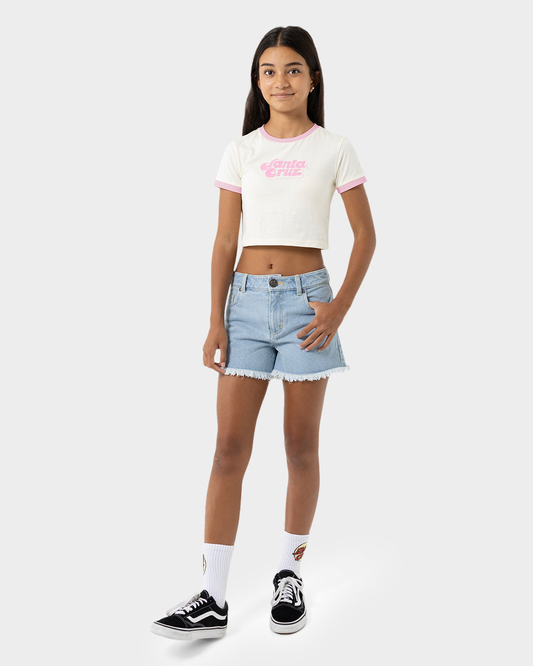 Groovy Stack Girls Baby Fit T-shirt Cream