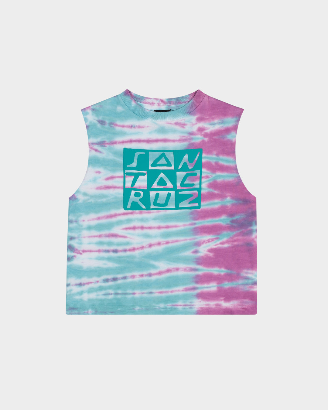 Checker Block Girls Cropped Muscle T-shirt Ocean Tie Dye