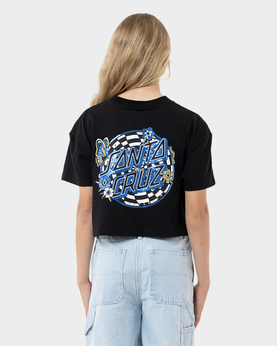 Field Check Dot Girls Cropped T-Shirt