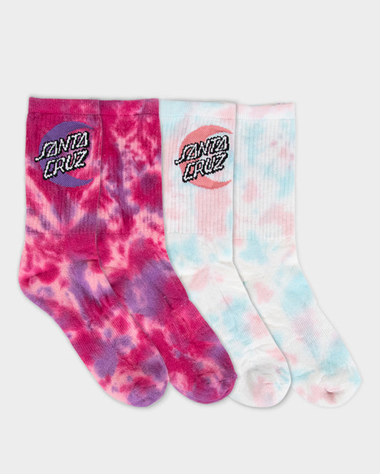 Moon Dot Tie Dye Girl's Crew Socks (2 Pack) Tie-dye