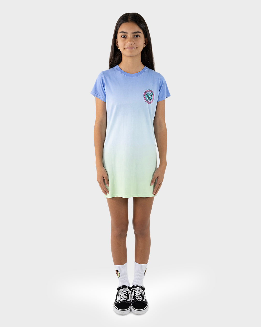 MFG Dot Retro Girls T-shirt Dress Blue Tie Dye