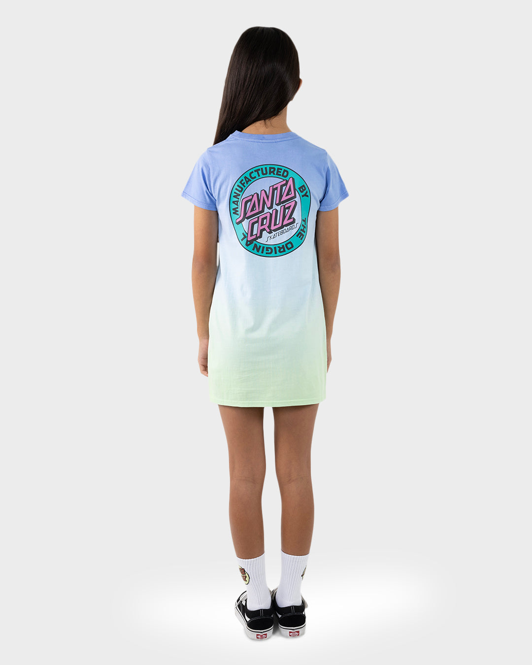 MFG Dot Retro Girls T-shirt Dress Blue Tie Dye