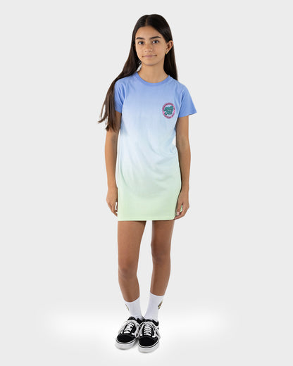 MFG Dot Retro Girls T-shirt Dress Blue Tie Dye