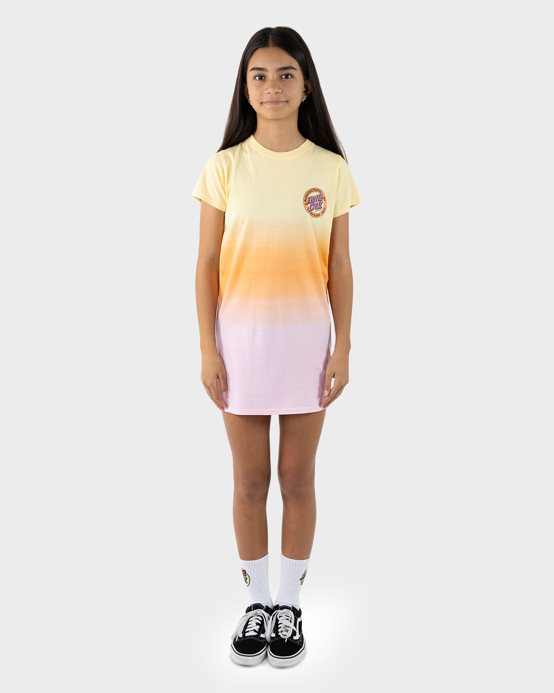 MFG Dot Retro Girls T-shirt Dress Pink Tie Dye