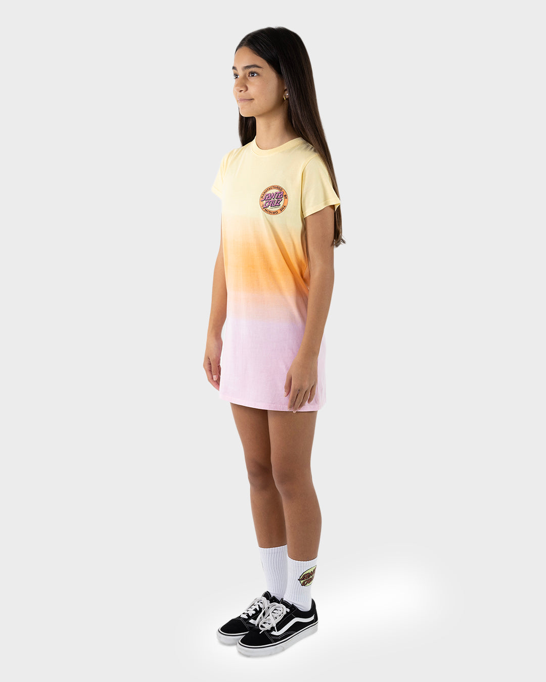 MFG Dot Retro Girls T-shirt Dress Pink Tie Dye