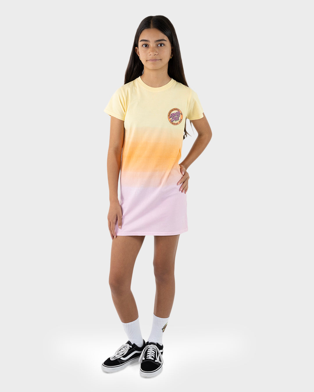 MFG Dot Retro Girls T-shirt Dress Pink Tie Dye