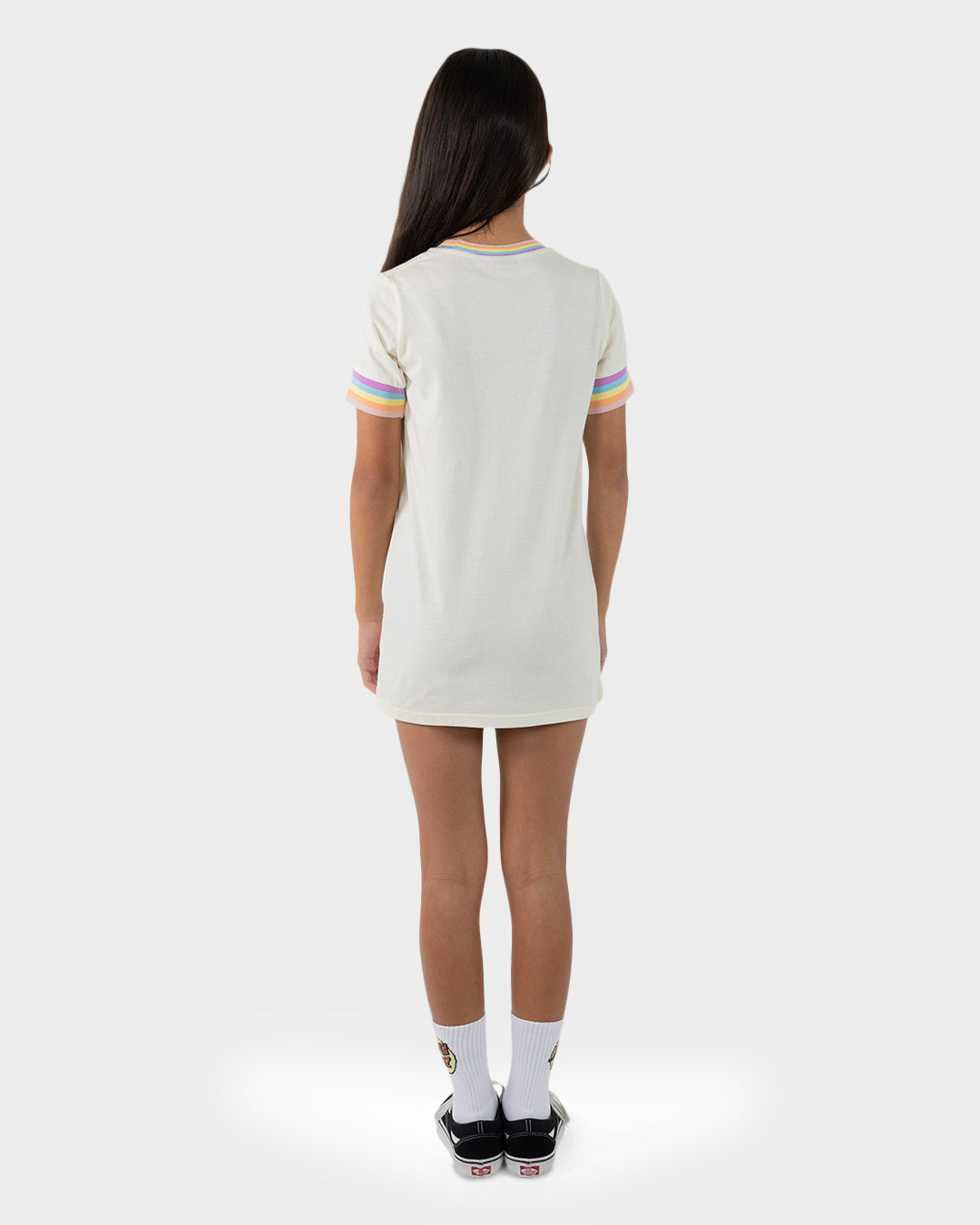 Delta Strip Girls T-shirt Dress Cream