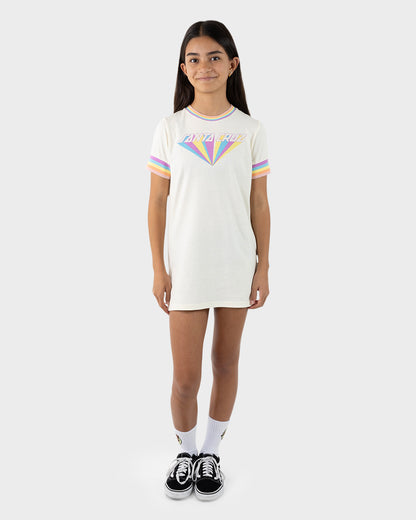 Delta Strip Girls T-shirt Dress Cream