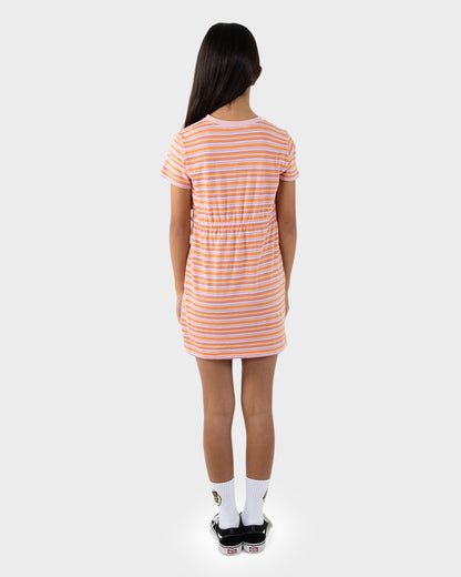 Oval Dot Mono Girls T-shirt Dress Orange Stripe