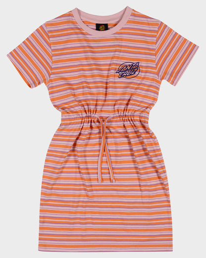 Oval Dot Mono Girls T-shirt Dress Orange Stripe