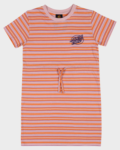 Oval Dot Mono Girls T-shirt Dress Orange Stripe