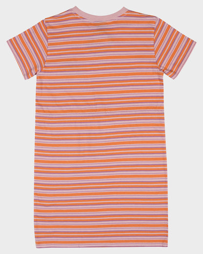 Oval Dot Mono Girls T-shirt Dress Orange Stripe